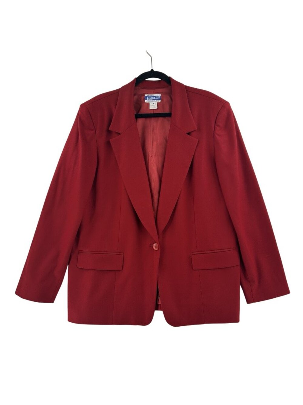 Vintage Pendleton Red Virgin Wool Blazer Womens Sz 18 Career Jacket Classic USA